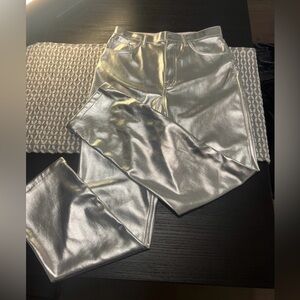 Abercrombie & Fitch Vegan Leather 90s Straight Pant